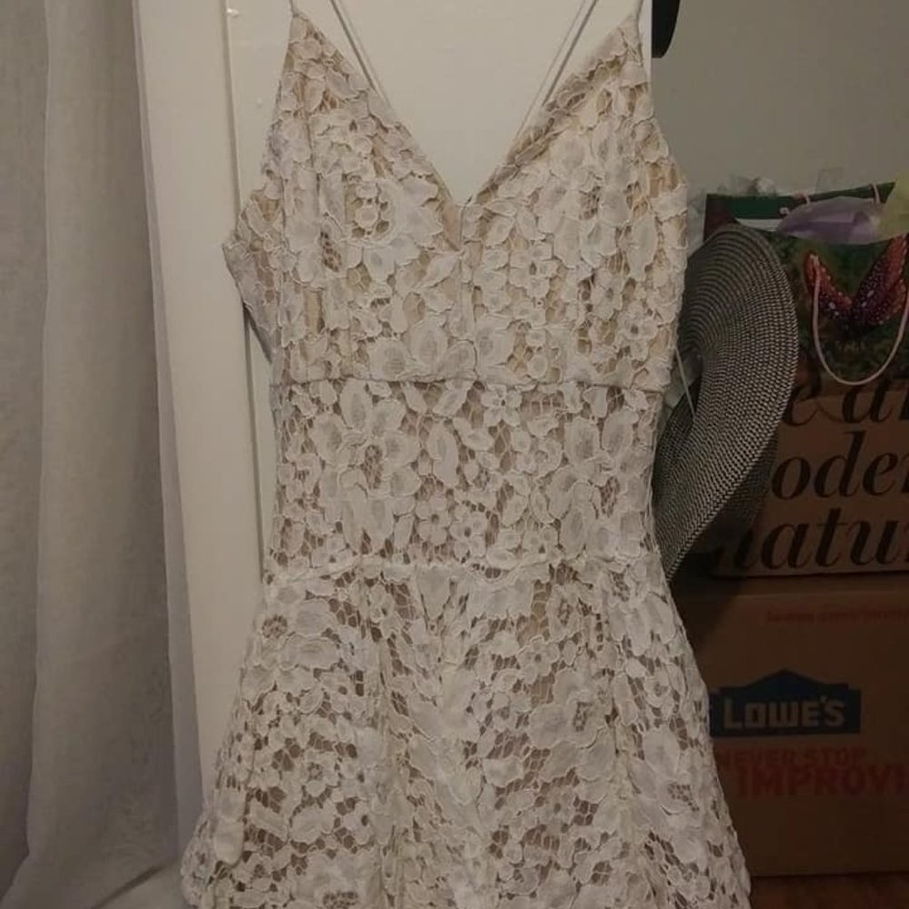 Luxxel White Lace Cocktail Mini Dress